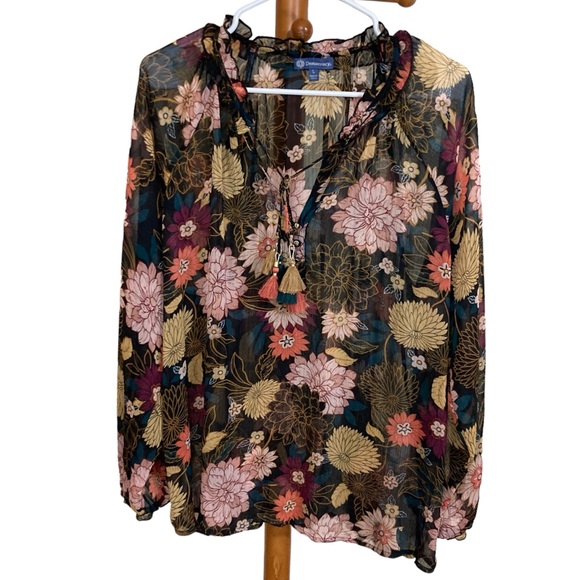 Democracy Tops - Democracy Multicolor Floral Sheer Blouse